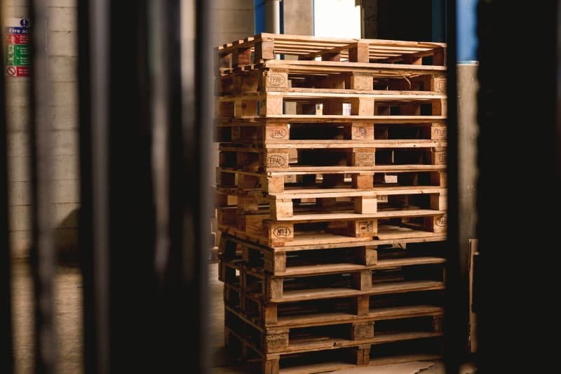 a stack of pallets